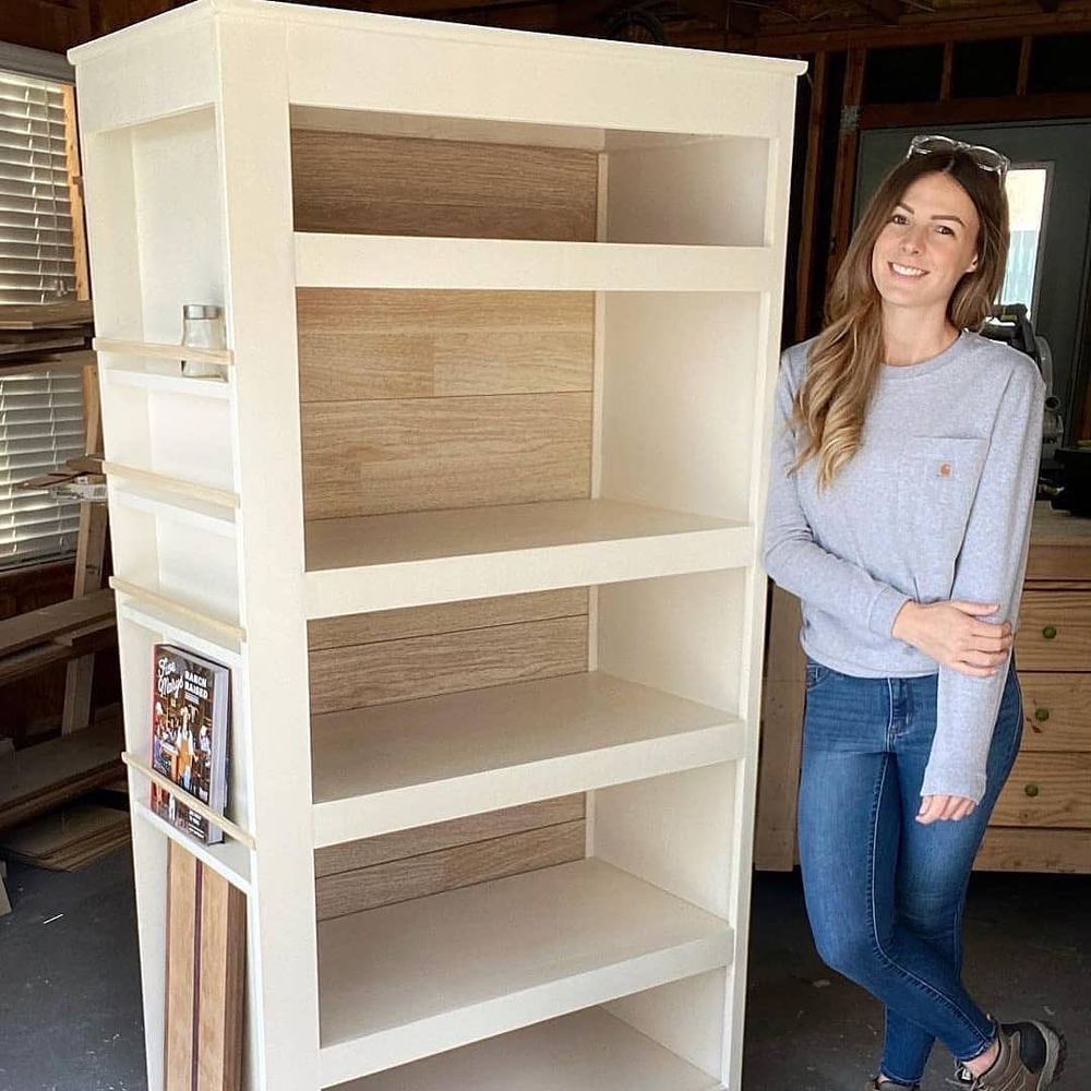 Tall painted bookcase with adjustable shelving