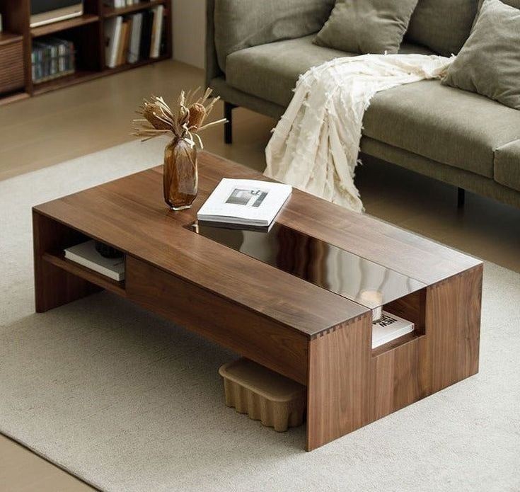 Timber coffee table with a hidden storage compartment, built from a woodworking plan